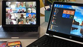 Computer mit Videokonferenz