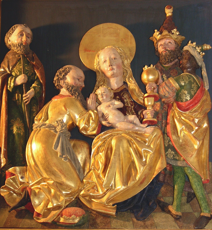 Die Heiligen Drei Könige huldigen dem Jesuskind – Darstellung aus der Bühlkirche in Beilngries. /