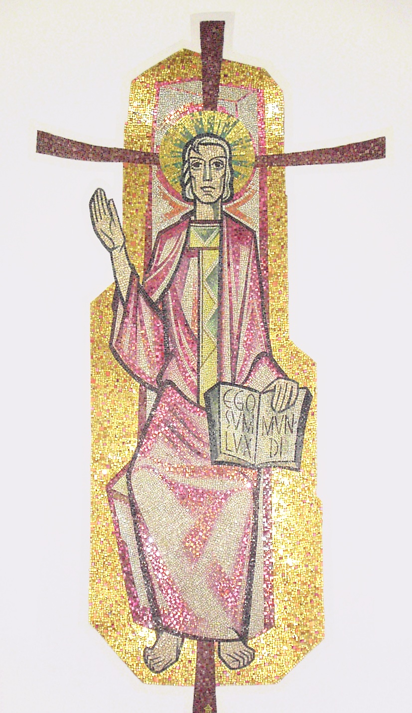 Christusdarstellung von Peter Recker (1955) in der Apsis der Pfarrkirche von Tagmersheim. Foto: Kreitmeir