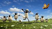 Glückliche Schafe im Film „Shaun das Schaf“