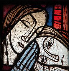 Jesus und Johannes, Glasfenster von Max Wendl, St. Marien Gunzenhausen, Foto: Franz Müller