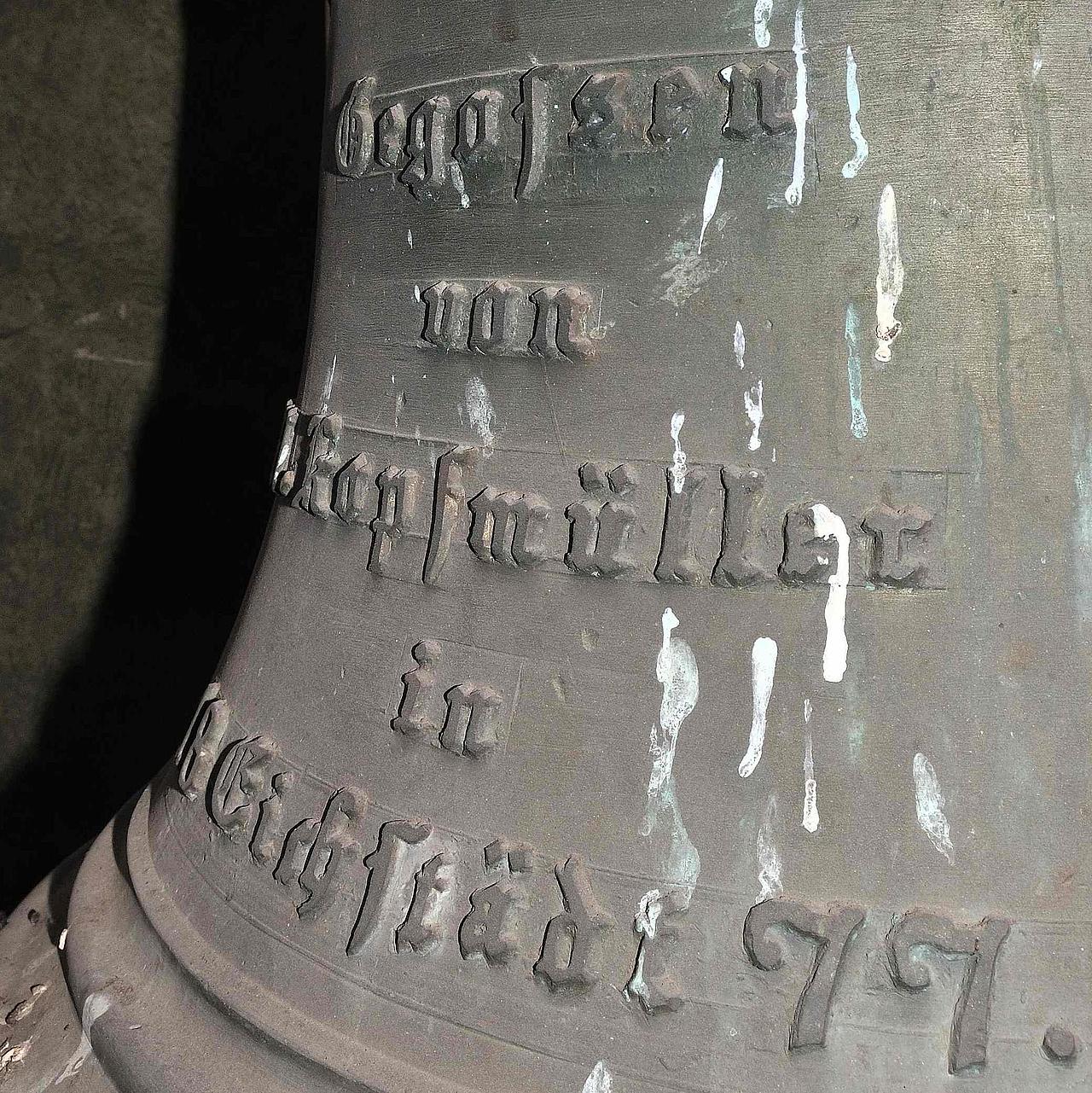 Gießerinschrift des Glockengießers Martin Kopfmüller, Eichstätt. Bild: Thomas Winkelbauer