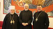 Erzbischof und Metropolit Vasyl Semenyuk, Bischof Gregor Maria Hanke und Volodymyr Firman, Weihbischof von Ternopil, im Collegium Orientale Eichstätt.