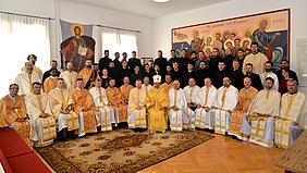 Die Teilnehmer der Rektorenkonferenz der Ukrainischen Griechisch-Katholischen Kirche (UGKK) zusammen mit den Seminaristen des Collegium Orientale in Eichstätt.