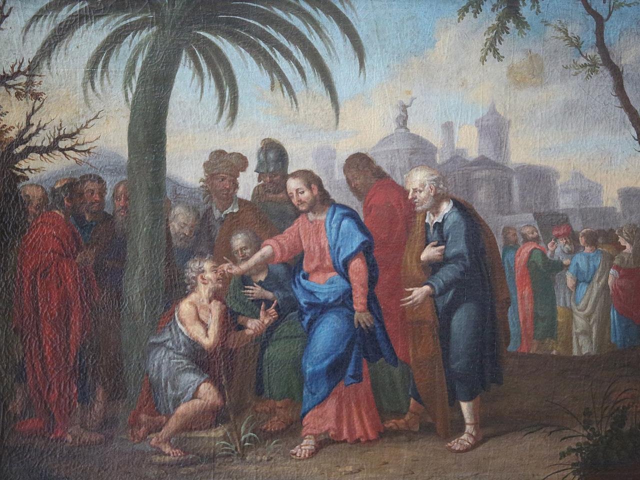 Jesus wendet sich Kranken und Ausgegrenzten zu. Bild: Auszug aus dem Kunstinventar des Bischöflichen Seminars