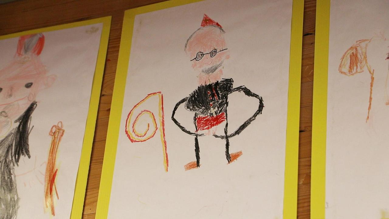 Von einem Kind gemaltes Bischofsbild