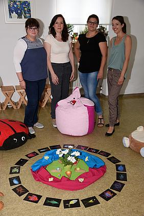 Von links: „Bärenstarkgruppe“ Carmen Pickl, Ingrid Bayer und „Regenbogengruppe“ Veronika Reif, Natalie Bayer. Foto: mhd