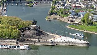 Luftbild vom Deutschen Eck in Koblenz