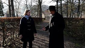 Anika Taiber-Groh mit Bischof Gregor Maria Hanke im Gespräch. Foto: Johannes Heim/pde