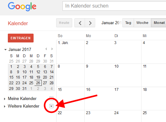 Screenshot Google-Kalender